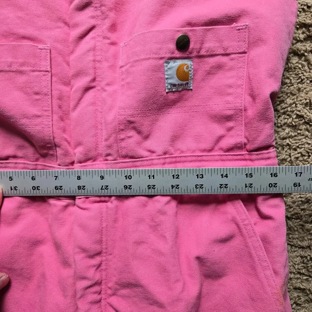 Carhartt Womens Pink Insulated Overalls Bib Utility Work Wear 8x32 - Picture 10 of 13